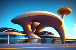 exterior view of an ant-shaped airport, spectacular, shocking, ultra quality, maximalist, 8k 3D