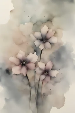 watercolor, Small geometric shapes flowers, abstract, rorschach ink blot test, background, muted colours