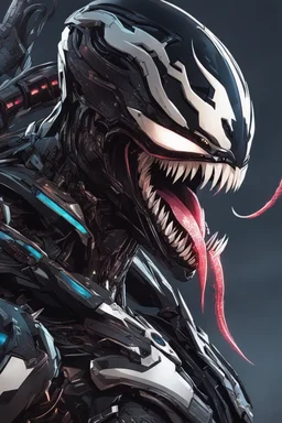 Venom mix with machine in solo leveling shadow artstyle, cyberpunk them, intricate details, highly detailed, high details machine, high details, detailed portrait, masterpiece,ultra detailed,best quality