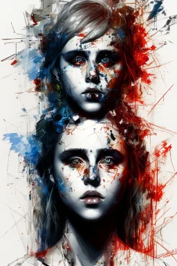 Danish singer MØ face, Abstract portrait by Yoji Shinkawa,