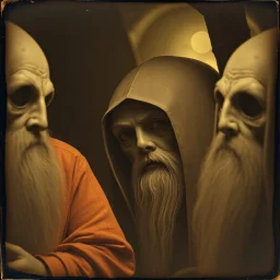 Daguerrotype close up some mysterious figures, odd background, Hieronymus Bosch Max Ernst ambient light, by Minicavio Quollati and Marlost Endgulp, Amano, Botticelli, Alphonse Mucha