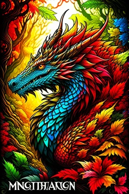 mythical drogon, forest flower backwornd, colorful drogon, adult book cover