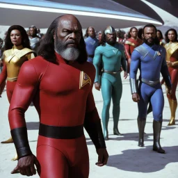 [Star Trek, Kupka's style] And that was the colors of the saucer? No, Worf the Klingon in swimsuit.