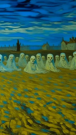 A ground filled with ghosts painted by Vincent van Gogh