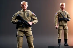 G.I. Joe doll soldier Donald Trump, gun,boots, helm, Trump facial detail,trump