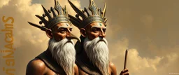 realistic rendering Portrait of the Apkallu sages who were sent by the god Ea to teach civilization to humanity before the flood. They were depicted as half-human and half-fish or bird, and were associated with wisdom, magic, and culture.