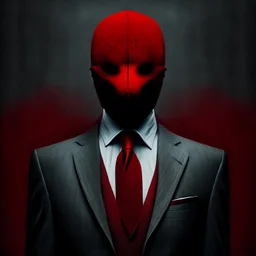 a scary man wearing a suit with a red tie who has no face