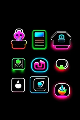 instagram and facebook advertising icons black background neon lights