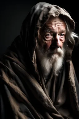 Anciano vagabundo vestido con arapos