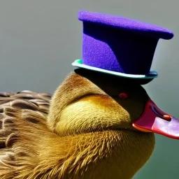 A duck with a hat on it