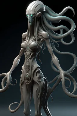 gorgeous female humanoid alien model, tentacles