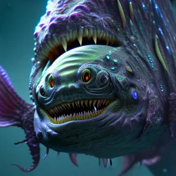 fluid ink angler fish creature, unreal engine 5, 8k resolution, photorealistic, ultra detailed