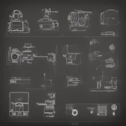 components of the camera laid out flat. poster graphics. high detailed. ink and acrylic.