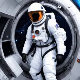 What do you do when your space yacht springs a leak? Jump into your emergency space suit. One size fits most. Gloves and boots attached. Climb in, zip up, snap the neck ring closed. Pop the one-piece helmet and backpack over your head and snap it closed. Try to breath normally and await rescue. In the spaceship
