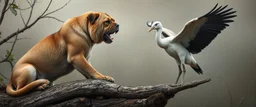 pug lion panther hunting eel stork