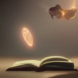 Floating book with magic swirling around it lifting it into the air