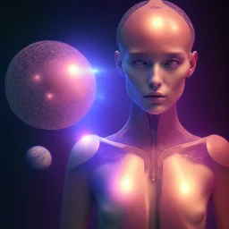 portrait full human body, meditation, universe, fourth dimension, fractal, realistic, 8k, high quality, extreme detail, symmetrical, high resolution background.