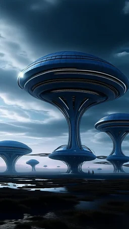 futuristic base of aliens in the clean sky
