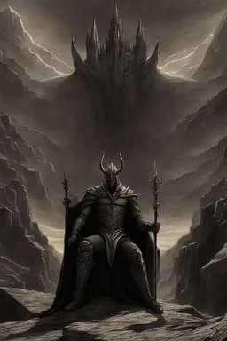 Sauron, the lord of darkness, with the devil and his army, in the land of destructionSauron, the lord of darkness, with the devil and his army, in the land of destruction