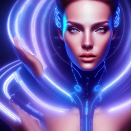 cyberblue, head, woman, portrai, tron