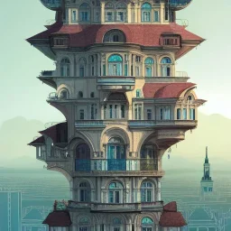 A whole city in a towe+modular house+house over house"+Beaux Arts architecture+palladio+detailed facades biopunk+Bueno Aires+turin+trieste+ +Book illustration by Gediminas Pranckevičius, Jean Baptiste Monge, Brian Kesinger, Anton fadeev, Kilian Eng, strong lines, high contrast vibrant colors, highly detailed, 16k resolution, trending on behance