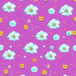 floating flowers in outer space repeating pattern