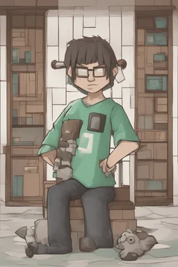 jeff from minecraft drawn in the style of spirited away