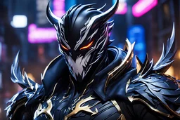 Sung jin woo venom in 8k solo leveling shadow artstyle, mask, hunter them, ain, in the style of fairy academia, hard-edge style, agfa vista, dynamic pose, oshare kei, hurufiyya, rtx , neon lights, intricate details, highly detailed, high details, detailed portrait, masterpiece,ultra detailed, ultra quality