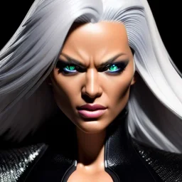 Ultra detailed fullbody Portrait in oil on canvas of Xmen character- beautiful Storm ,lighting,white hair,extremely detailed digital painting,ultrarealistic skin,intense stare, extremely detailed face, crystal clear eyes, mystical colors ,perfectly centered image, perfect composition, rim light, beautiful lighting,masterpiece ,8k, stunning scene, raytracing, anatomically correct, in the style of uncannyknack and Ohrai Noriyoshi and robert e howard and Steve Jung and Wizyakuza and Simon Bisley.