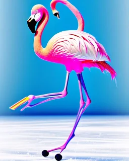 flamingo on ice skating