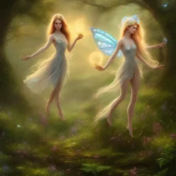 luminous fairy in magical countryside