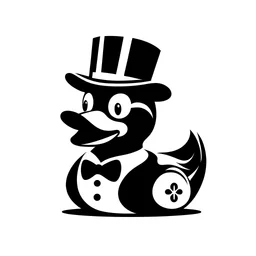 minimalistic black and white logo of a rubber duck as dagobert duck