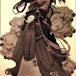 beautiful steampunk huge girl, hyper detailed, hyperdetailed, intricately detailed, illustration by <Katsushika Hokusai> <Yoji Shinkawa>,full body,