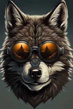 Norwegian viking wolf with sunglasses realism