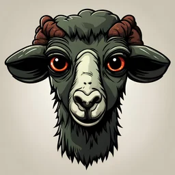 black zombie sheep face cartoon