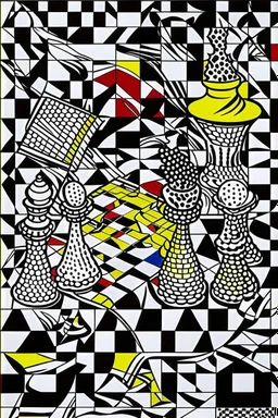 5d chess in the style of roy lichtenstein