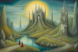 whispering ruins by artist "Kate Lycett",by artist "Leonora Carrington",by artist "Gilded Tenebrism"