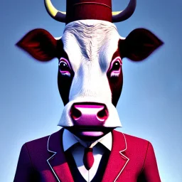 A cow wearing a pantsuit