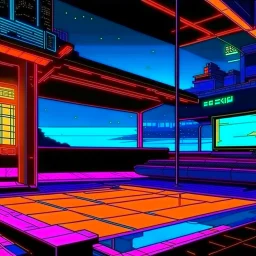 cyberpunk retro futuristic empty space for comics for comics