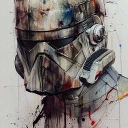 photorealistic riot trooper helmet with weathered painting , illustration on coarse canvas by <agnes cecile> and <Yoji Shinkawa>, ornate and intricate details , soft smooth lighting, ultra detailed concept art,