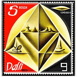 Dali, Bosch, and Escher all work on a postage stamp design