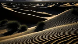 A desert where the shadows of travelers take on a life of their own and can interact with them. The black sand dunes are constantly moving, and the desert is said to hide ancient buried cities and creatures that live only in the shadows.