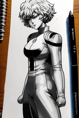 sketch of tatsumaki from one punch man in jim lee style