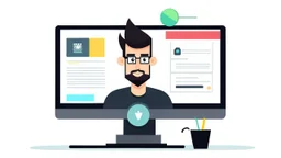 Illustration frontend web developer with white background