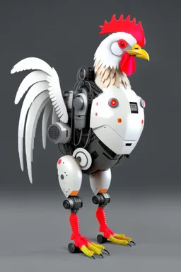 CHICKEN robot, sci-fi, cyberpunk, full body, ultra realistic, virtual reality, CLEAN PLAIN BACKGROUND, Aspect Ratios: 9:16