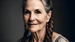 beautiful middle aged woman with braided hair