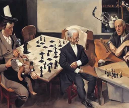 Complex Surgical Instruments,Putin, President Xi Of China And Joe Biden Play Chess with a Newborn Boy,Minimalism,Painting By Lucian Adrian Ghenie,Michelangelo,Freud,Rene Magritte,Salvador Dali,Pablo Picasso