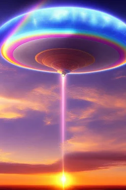 intergalactic very beautiful ufo rainbow futurist