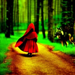 little red riding hood chases the wolf