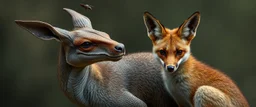 portrait of wild dragon kangaroo fox above byzantes